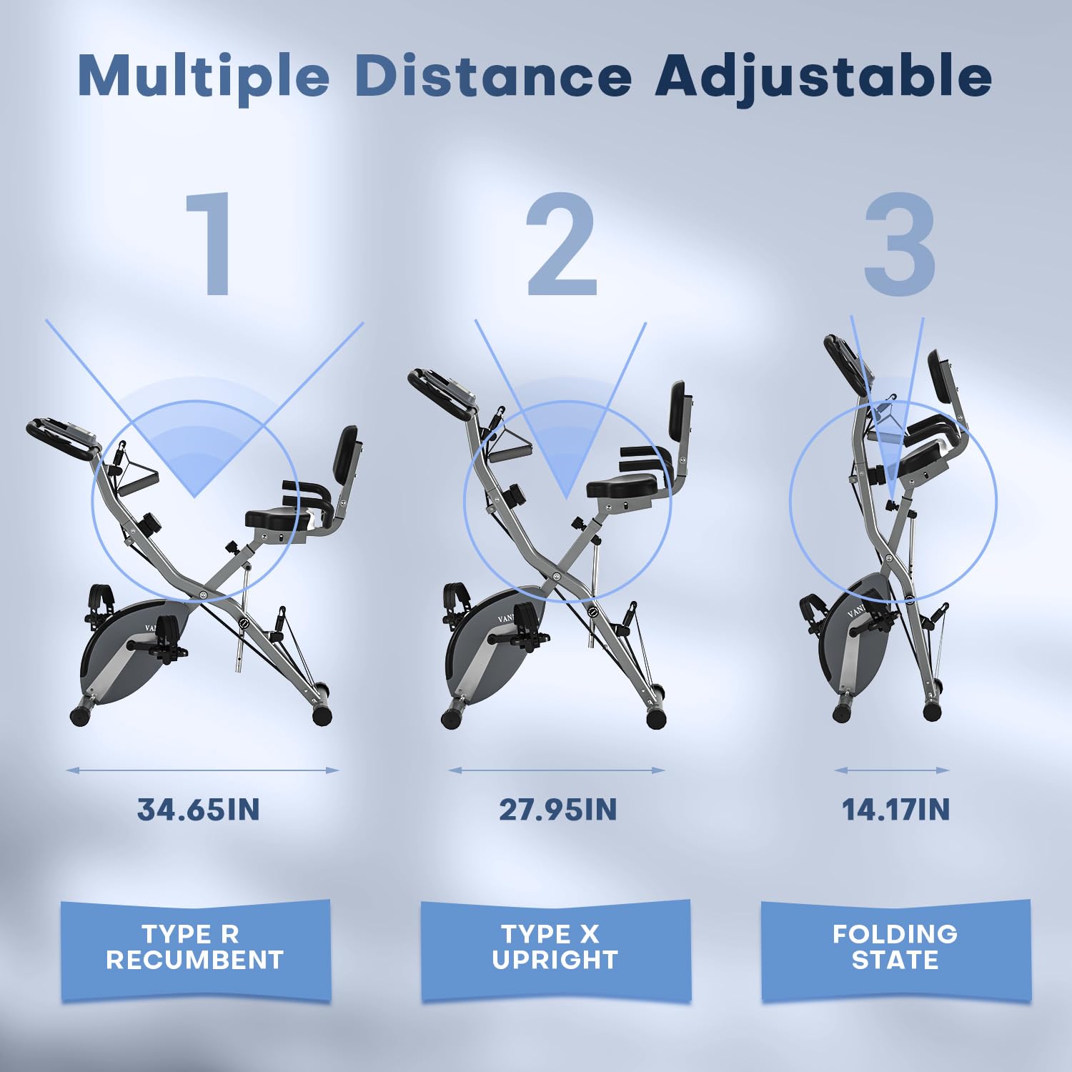 2025 New Exercise Bike Foldable with 16 Levels Magnetic Resistance, Folding Cycling Bike with LCD Display & Heart Rate Sensor, Oversized Saddle with Backrest, Foldable Fitness Bicycle For Home Gym