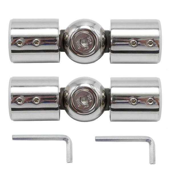 Hoypeyfiy 2Pcs 19mm Stainless Steel Curtain Rod Elbow Curtain Pole Joint Connectors, Hinged Elbow Connector, from 90 Degrees to 180 Degrees for 3/4