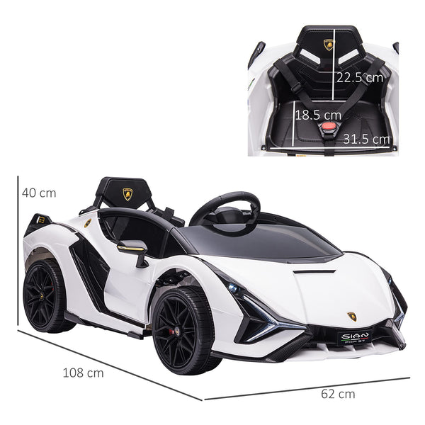 HOMCOM Lamborghini Sian Licensed 12V Kids Electric Ride On Car 2 Motors Toy Car with Remote Control Music Lights MP3 for 3-5 Years Green
