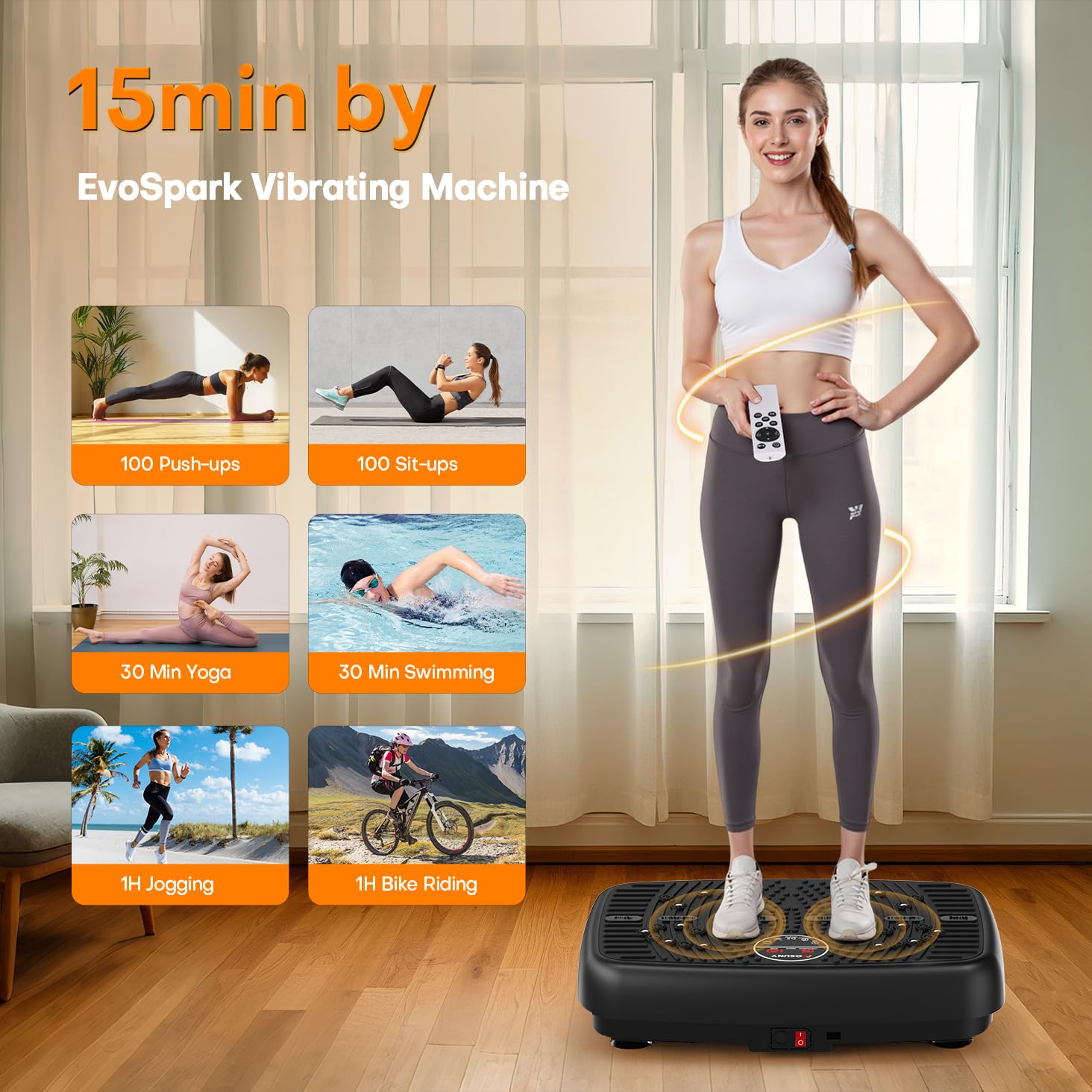 Vibration Plate, MOSUNY Vibration Plate Exercise Machine For Lymphatic Drainage, 2025 Upgraded Double Motors Vibration Plate for Weight Loss, 450 LBS Capacity Vibration Plate For Whole Body Workout
