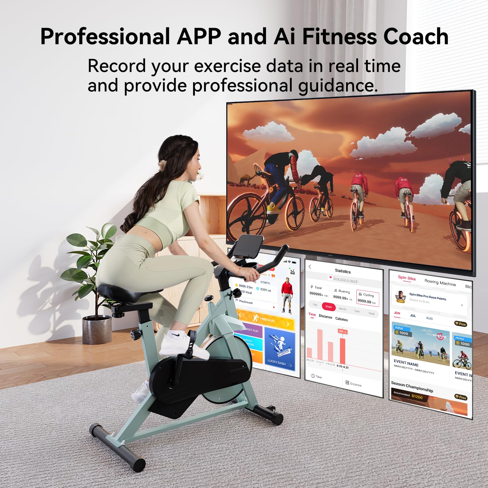 Lacuffy Exercise Bike Indoor Cycling Bike 136 kg Weight Capacity Magnetic Stationary Bike Fitness Spin Bike with LCD Display and APP for Home