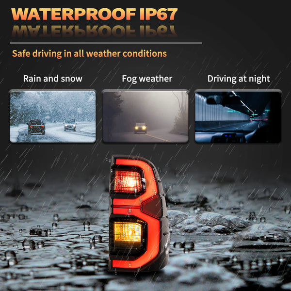 VLAND LED Rear Lights compatible with Hilux Vigo Revo Pickup 2015-2020 [Not fit a Tonka], w/Amber Sequential indicator, Driver & Passenger Side - Red