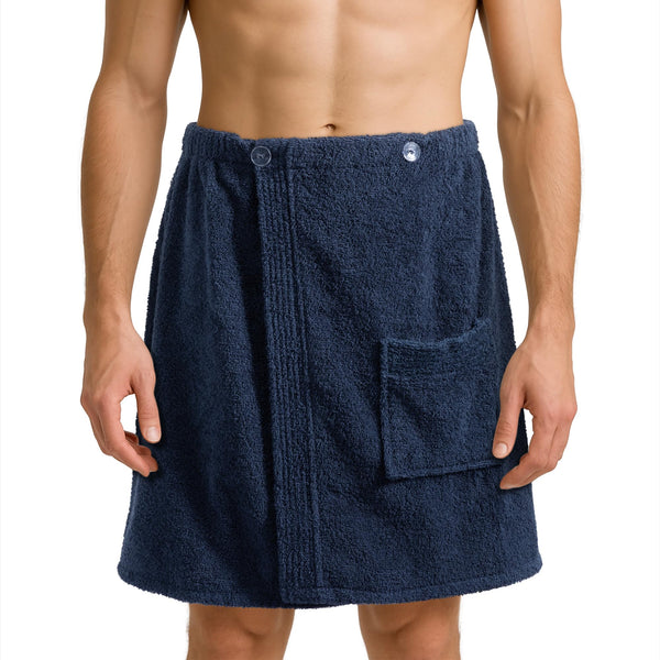 JEMIDI Terry Sauna Sarong Kilt - 100% Cotton Kilt Towel for Men with Pocket - Mens Wearable Towelling Wrap Around Kilts For Shower Bath Gym Sauna -
