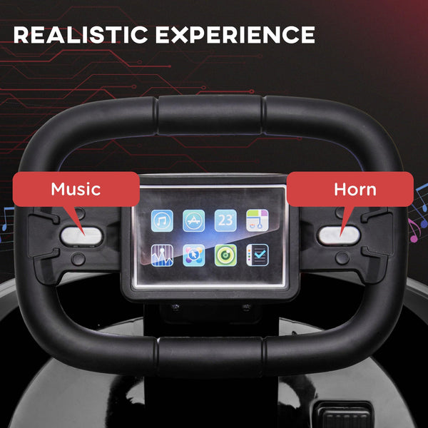 HOMCOM Kids Bumper Car 360° Rotation Spin Waltzer Car 6V Electric Ride On Car with 2 Speeds, Music, Lights for 18-48 Months - White