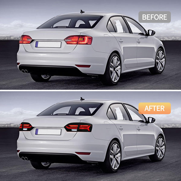 VLAND LED Rear Lights compatible with Jetta MK6 2011-2018 Sedan [Not fit LED & GLI models], Driver & Passenger Side - Red