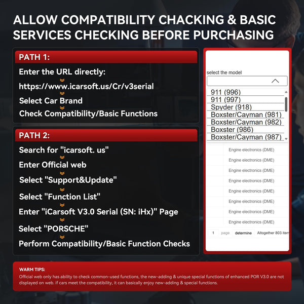 iCarsoft POR V3.0 Scanner for Porsche, 27 Reset Services OBD2 Scanner Code Reader, OIL/BLD/EPB/SAS/BMS/ETC/INJ/DP-F/TPMS Reset, 4-in-1 Graph Data, Bi-Directional Test, Lifetime F-ree Update