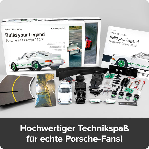 FRANZIS 67267 Porsche 911 Carrera RS 2.7 Build Your Legend Detailed Model Kit Including Sound Module, LED Lighting, Accompaniment Book