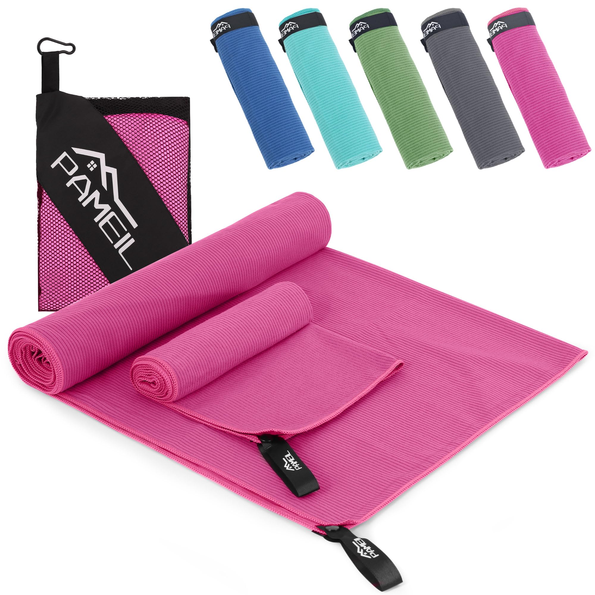 Microfibre Towel Set of 2, 160 x 80 cm Microfibre Bath Towel Large + 80 x 40 cm Fitness Towel Small, Microfibre Towels Suitable for Outdoor, Beach,