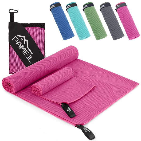 Microfibre Towel Set of 2, 160 x 80 cm Microfibre Bath Towel Large + 80 x 40 cm Fitness Towel Small, Microfibre Towels Suitable for Outdoor, Beach,