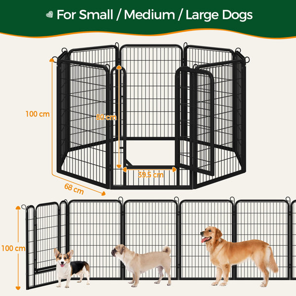 Yaheetech Lightweight Dog Playpen, 8 Panel 80cm Dog Fence Pet Exercise Pen Portable Puppy Play Pen Suitable for RV/Camping