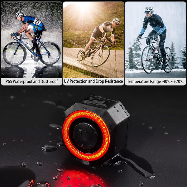 2 X Anti-Theft Bike Alarm with Remote, Waterproof Bicycle Vibration Alarm with Tail Light Brake Light for e-Bike Motorbike Electric Tricycle Scooter Motorcycle, Super Loud 110dB, 7 Level Sensitivity