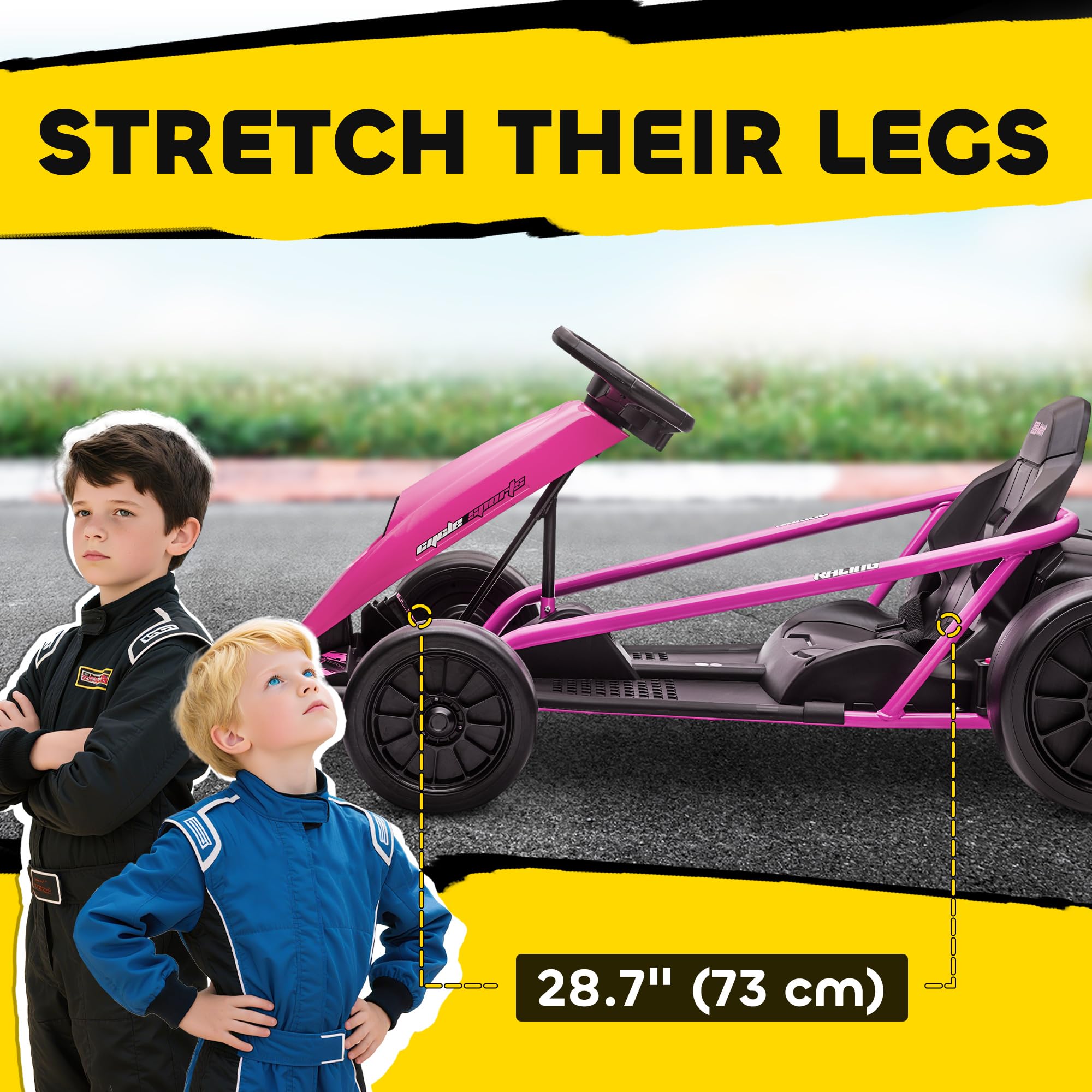 HOMCOM 24V Electric Go Kart for Kids, Ride-On Racing Go Kart with Slow Start, Music, Horn Honking and Safety Belt, for 8-12 Years Old, Blue