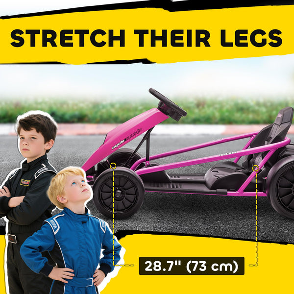 HOMCOM 24V Electric Go Kart for Kids, Ride-On Racing Go Kart with Slow Start, Music, Horn Honking and Safety Belt, for 8-12 Years Old, Blue