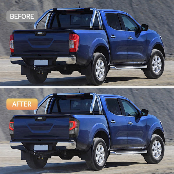 LED Rear Lights compatible with 3rd Gen D23 NP300 Navara Frontier Pickup Truck 2014-2023, Driver & Passenger Side - Smoked