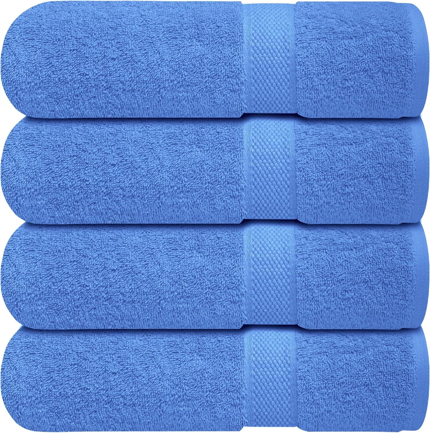 Infinitee Xclusives Bath Towels Set of 4 (70x140 cm) - 100% Cotton, Super Absorbent, Quick-Dry Towels for Bathroom, Spa, Gym & Hotel |Eloquent Blue|