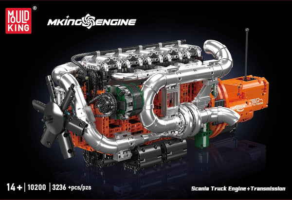 Mould King 10200 Truck Engine Building Blocks Toys Sets, MOC Engine Model with Battery Motor and Gearbox, Collectible Construction Kit Gift for Adults (3070+ Pieces)