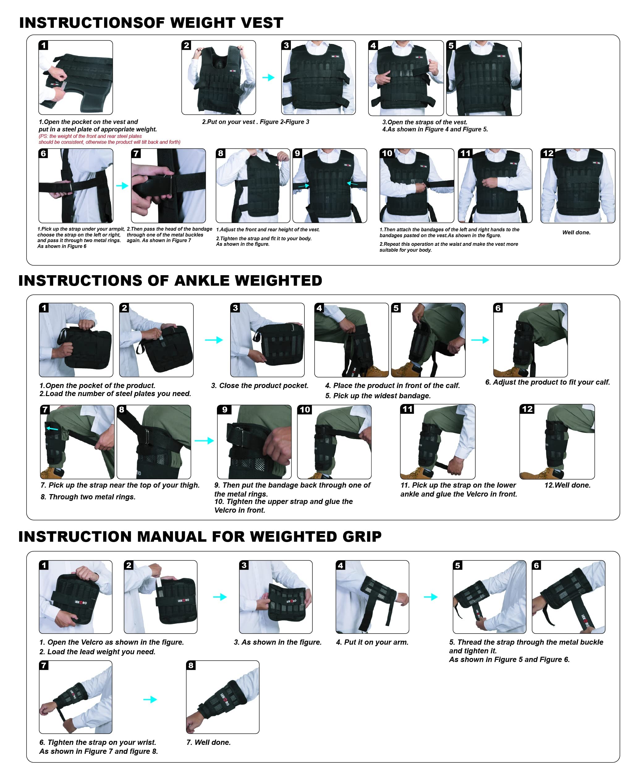 Adjustable Weighted Vest 44LB Workout Weight Vest Training Fitness Weighted Jacket for Man Woman (Included 96 Steel Plates Weights)