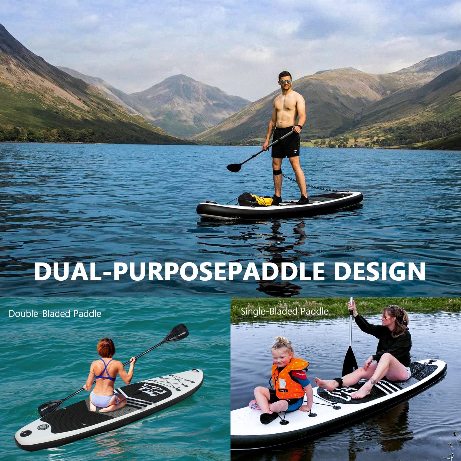TIGERXBANG Inflatable Stand Up Paddle Board SUP Board with Kayak Seat |320x82x15cm| 305x82x15cm| for Adults/Kids| ISUP PaddleBoarding Complete Kit