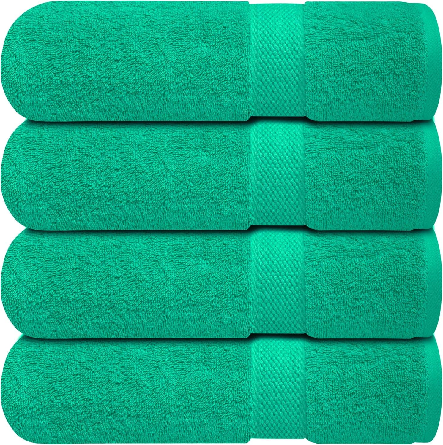 Infinitee Xclusives Bath Towels Set of 4 (70x140 cm) - 100% Cotton, Super Absorbent, Quick-Dry Towels for Bathroom, Spa, Gym & Hotel |Vivid Green|
