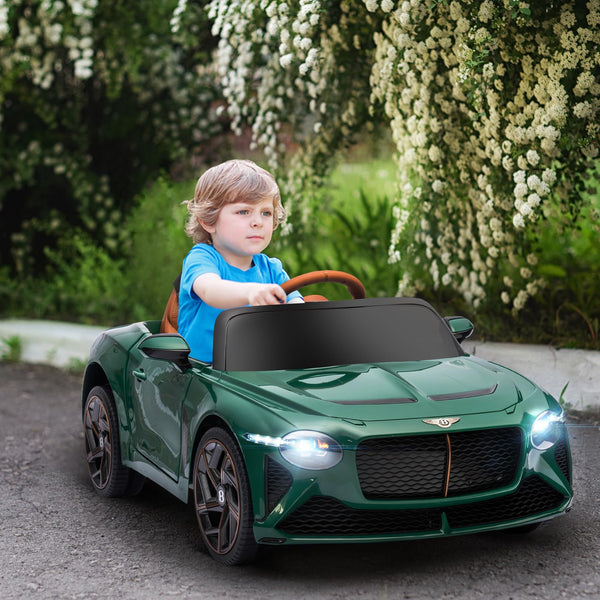 HOMCOM Bentley Bacalar Licensed, 12V Kids' Electric Ride-On with Remote Control, Battery Powered Electric Car for Kids with Suspension Wheels, Horn, Lights, for Ages 3-5 Years - Green