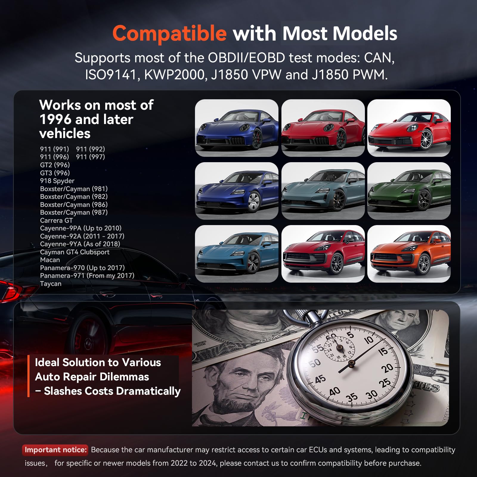 iCarsoft POR V3.0 Scanner for Porsche, 27 Reset Services OBD2 Scanner Code Reader, OIL/BLD/EPB/SAS/BMS/ETC/INJ/DP-F/TPMS Reset, 4-in-1 Graph Data, Bi-Directional Test, Lifetime F-ree Update