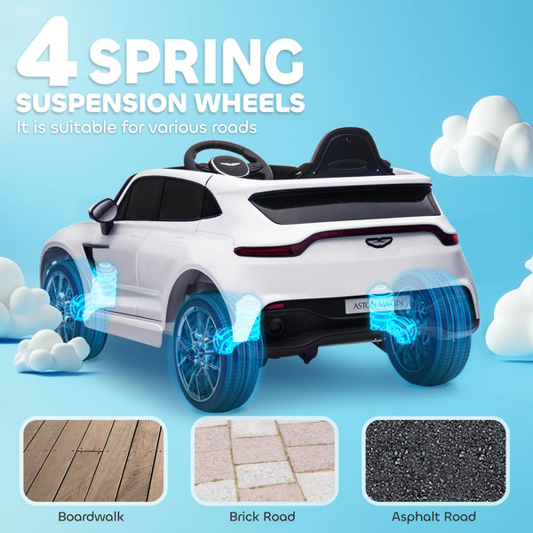 AIYAPLAY 12V Kids Electric Car, Aston Martin DBX Licensed Kids Ride on Car with Remote Control, 4 Suspension Wheels, LED Lights, Music, Horn, Slow Start, for Ages 3-6 Years, Blue