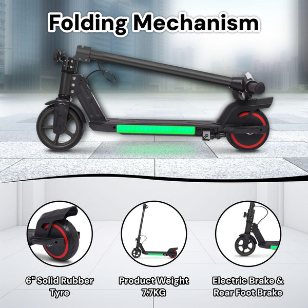 Electric Scooter Kids Foldable Mobility Scooters E Bike With RGB LED Lights For Ages 6-12 Boys Girls | 3 Speed Modes | 6-10 KM Range Dual Braking System 150W Motor Gift for Children