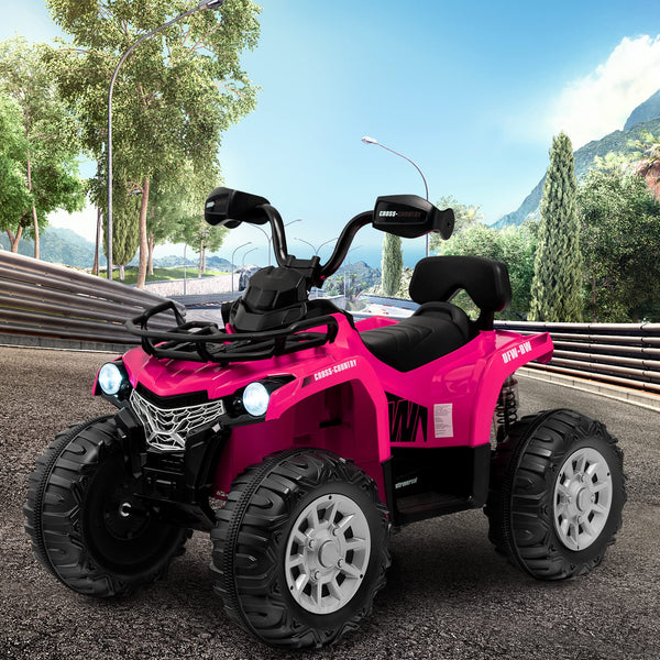 COSTWAY 12V Electric Kids Quad Bike, Battery Powered Ride on Car ATV with Head lights, Music, MP3, Storage Basket, Backward Function, for Boys and Girls Aged 3-8 Years (Black)