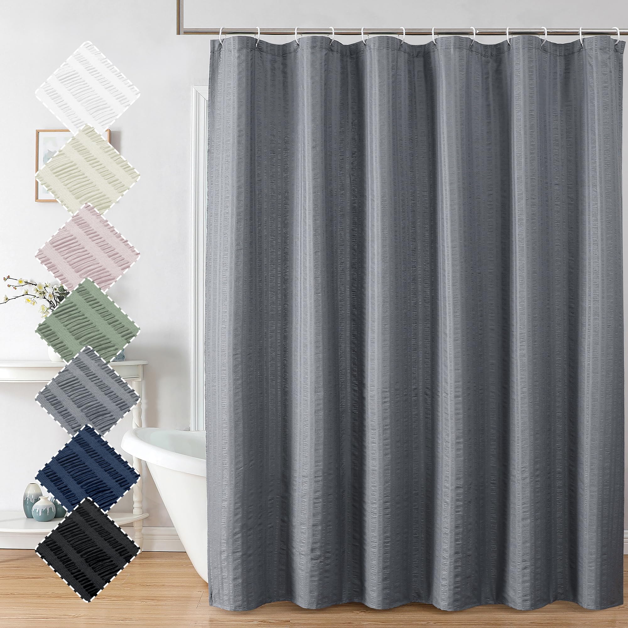 Aiyufeng Moga Grey Shower Curtain Hotel Luxury Quality, Fabric Shower Curtains for Bathroom, Water Repellent and Machine Washable, Standard Size, 72"