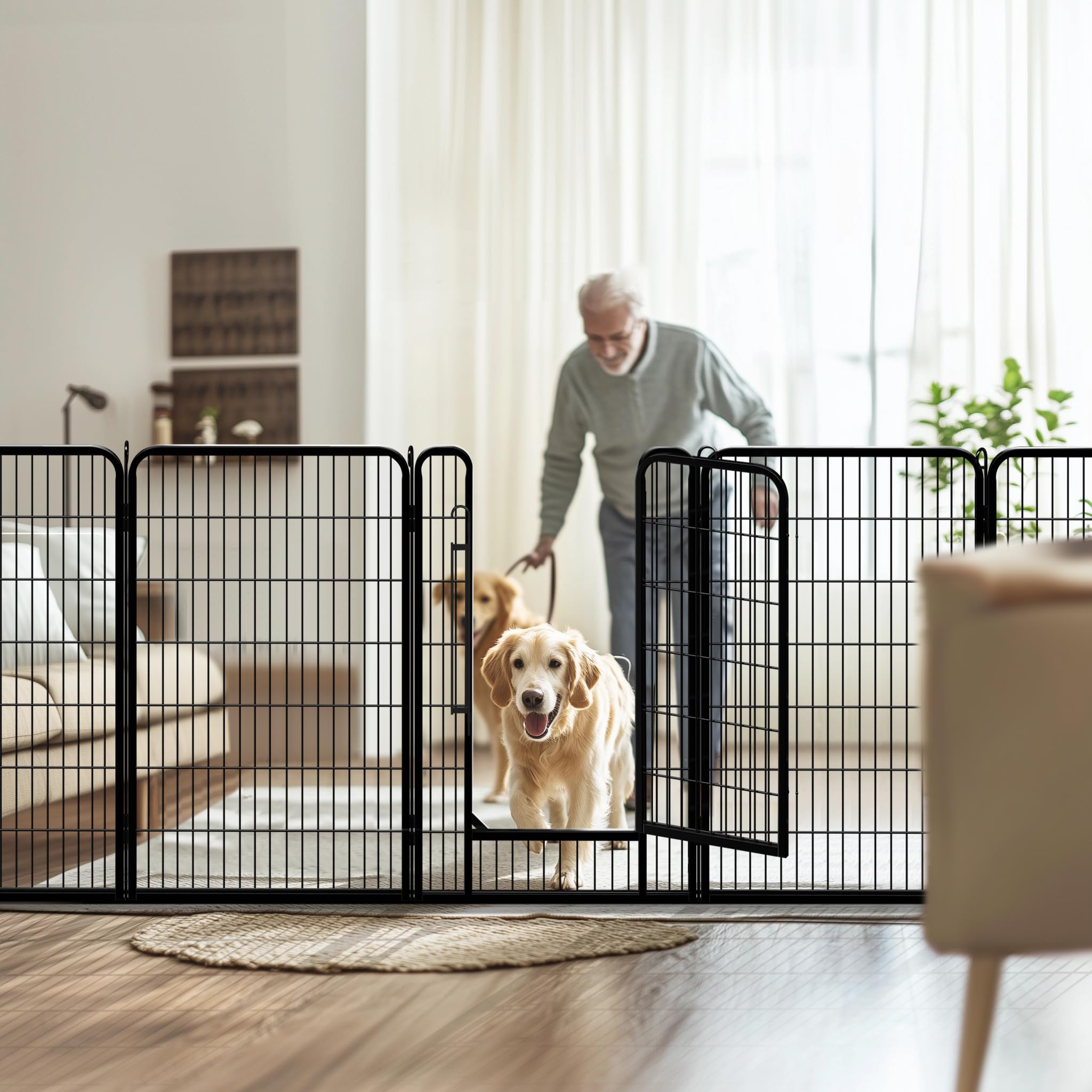 Yaheetech Lightweight Dog Playpen, 8 Panel 80cm Dog Fence Pet Exercise Pen Portable Puppy Play Pen Suitable for RV/Camping