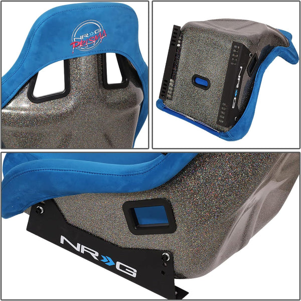 UK STOCK NRG PRISMA x1 Universal Sports Bucket Seat Blue Alcantara LARGE FB