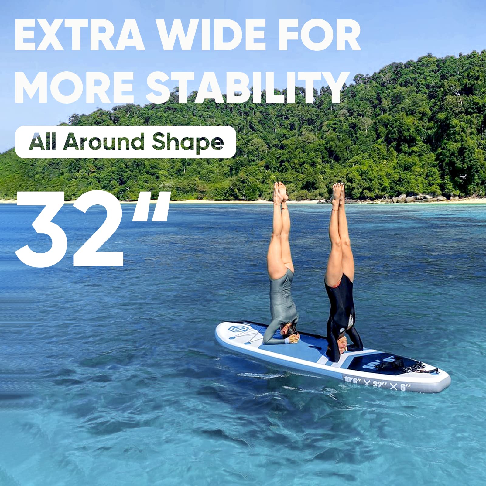 Goosehill Inflatable Stand Up Paddle Board, Premium SUP Package, 10' Long 32" Wide 6" Thick, Patterns Open for Customization