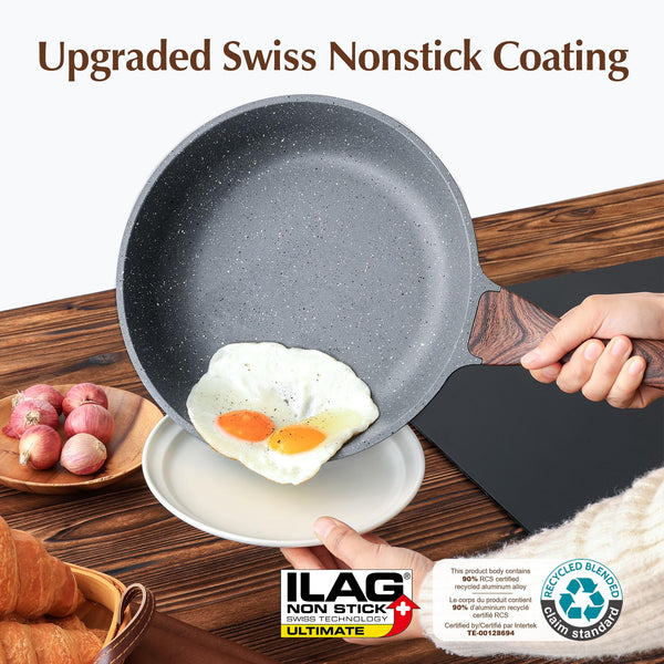 SENSARTE 17 Piece Pots and Pans Set, Nonstick Detachable Handle Cookware, Induction Kitchen Cookware Set with Removable Handle, Healthy Non Stick RV Cookware, Oven Safe (Black)