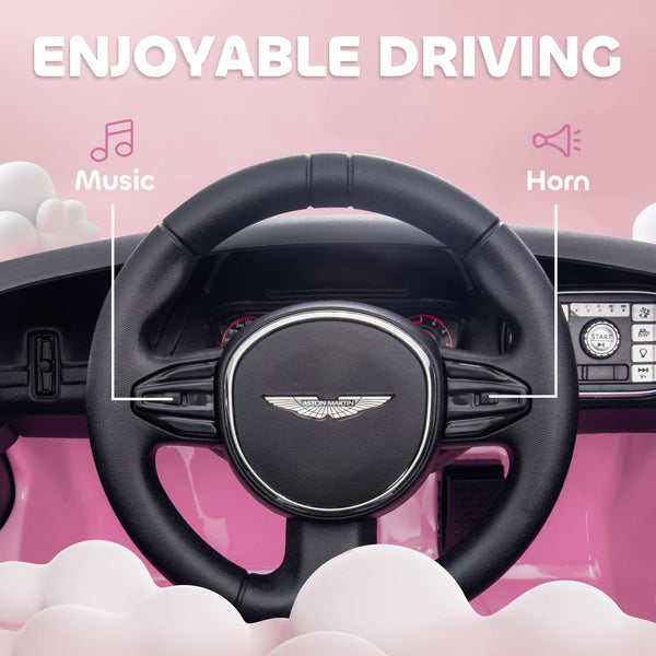 AIYAPLAY 12V Kids Electric Car, Aston Martin DBX Licensed Kids Ride on Car with Remote Control, 4 Suspension Wheels, LED Lights, Music, Horn, Slow Start, for Ages 3-6 Years, Blue