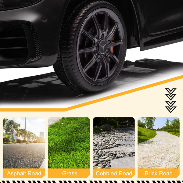 Karlhome 12V Ride on Car, Licensed Mercedes Benz AMG GTR with Parental Remote, 2 Motors Electric Car for Kids to Drive w/Wider Seat, LED Lights, Openable Doors, MP3, Smooth Start, 3 Speeds - Black