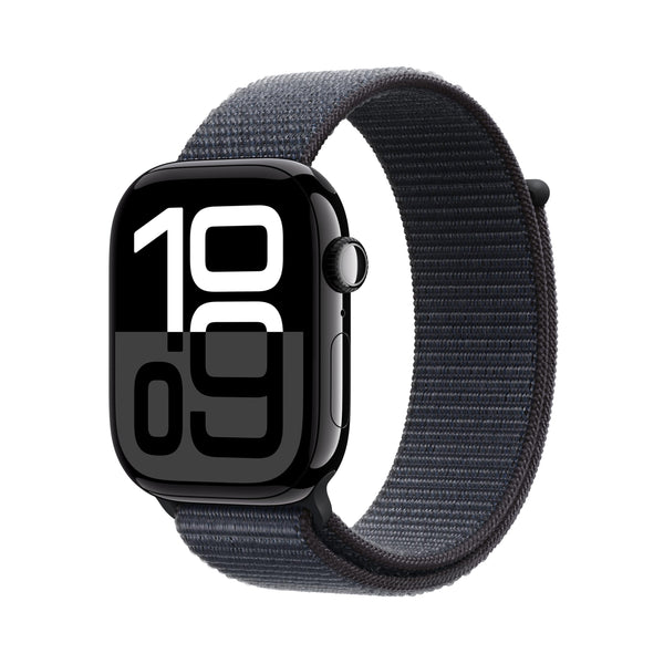 Apple Watch Series 10 GPS 42 mm Smartwatch with Jet Black Aluminium Case with Black Sport Band - M/L. Fitness Tracker, ECG App, Always-On Retina Display, Water Resistant