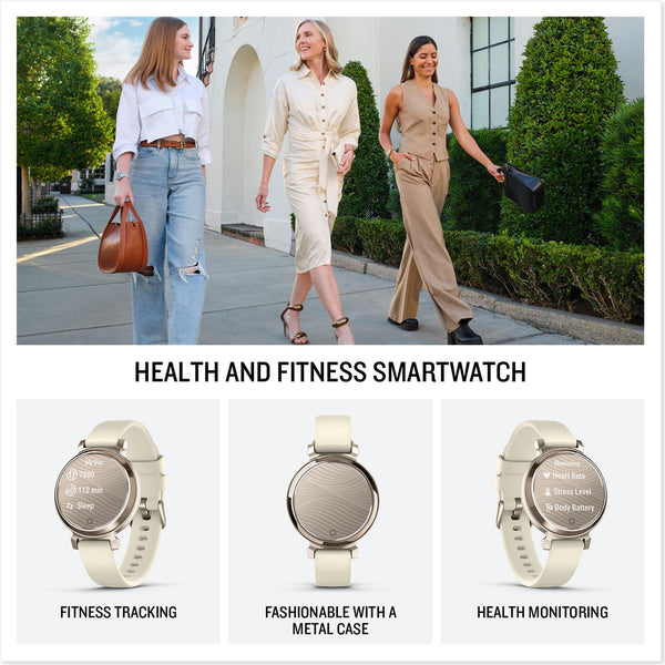 Garmin Lily 2, Stylish Small 35mm Smartwatch and Fitness Tracker with Hidden Display, Patterned Lens , Bright Touchscreen Display and up to 5 days battery life, Coconut