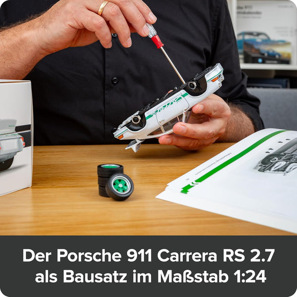 FRANZIS 67267 Porsche 911 Carrera RS 2.7 Build Your Legend Detailed Model Kit Including Sound Module, LED Lighting, Accompaniment Book