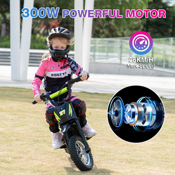 RCB R9X Electric Motorcycle Kids, 12 inch Pneumatic Tires, Ride On Electric Motorcycle with Powerful Motor, 3 Speed Modes 8/12/25KMH, Range 15KM, Moto Crossbike Kids from 3-12years