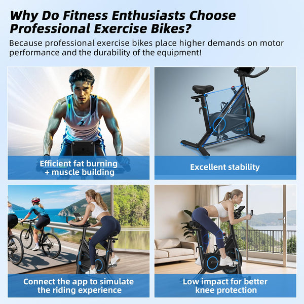 Exercise Bike, CHAOKE Stationary Bike for Home Fitness, Ultra-Quiet Magnetic Resistance Indoor Cycling Bike, Large Tablet Holder, Comfortable Seat, LCD Display, Strength Training