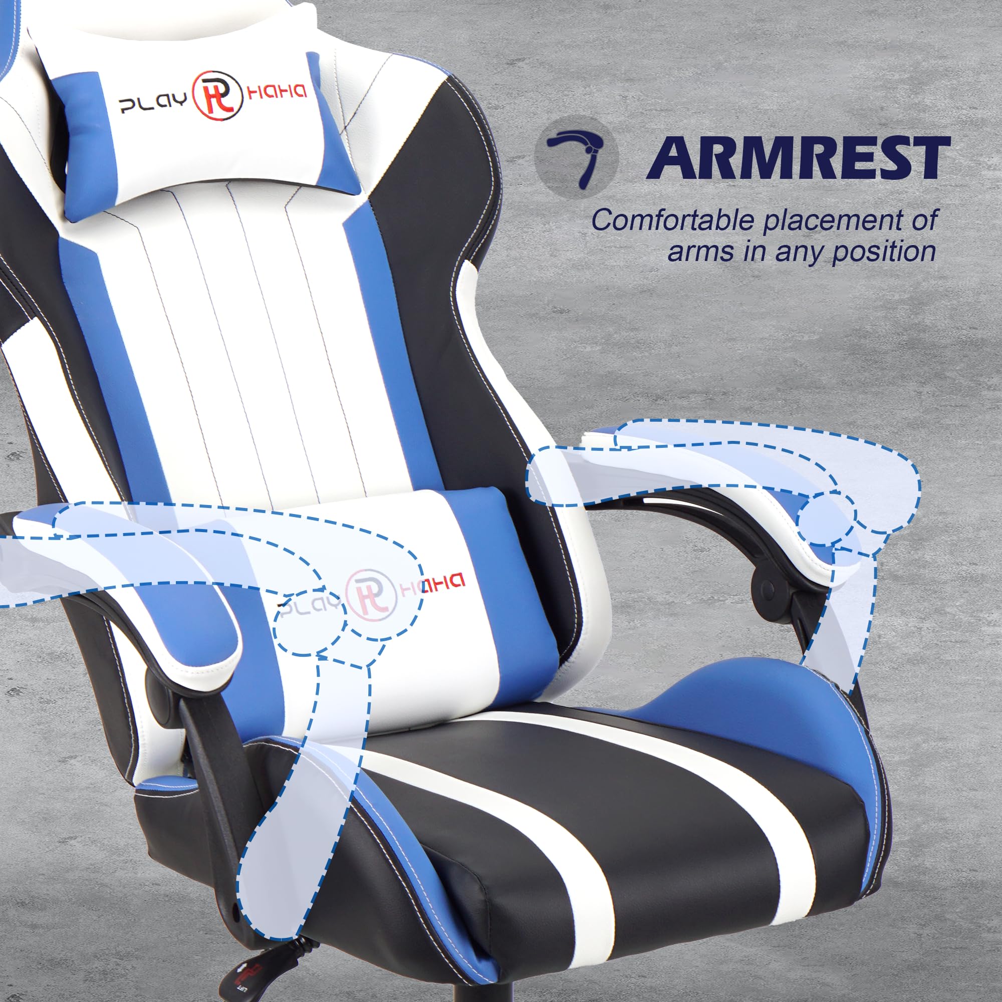 T-THREE.Ergonomic Leather Gaming Chair Height Adjustable with Headrest and Lumbar Support(Orange)