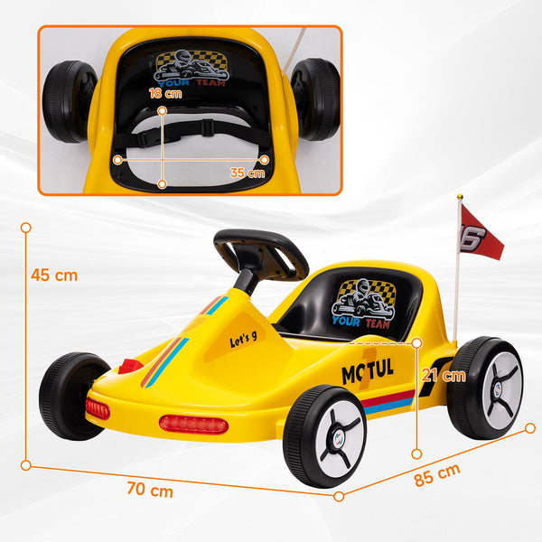 AIYAPLAY Electric Go Kart, 6V Battery Powered Kids Go Kart with Music, Light, Horn, Kids, Ride on Car for 3-5 Years, Yellow