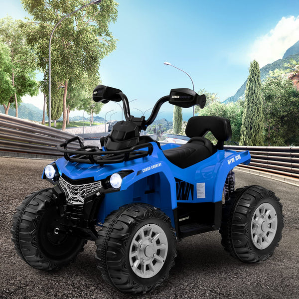 COSTWAY 12V Electric Kids Quad Bike, Battery Powered Ride on Car ATV with Head lights, Music, MP3, Storage Basket, Backward Function, for Boys and Girls Aged 3-8 Years (Black)