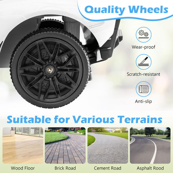 GYMAX 3 in 1 Kids Ride on Push Car, Licensed Lamborghini Push Along Car with Handle, Guardrails, USB Port, Music & Lights, Underneath Storage, Toddler Sliding Toy for 18-60 Months Boys Girls (Black)