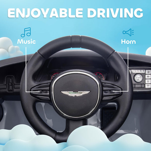 AIYAPLAY 12V Kids Electric Car, Aston Martin DBX Licensed Kids Ride on Car with Remote Control, 4 Suspension Wheels, LED Lights, Music, Horn, Slow Start, for Ages 3-6 Years, Blue