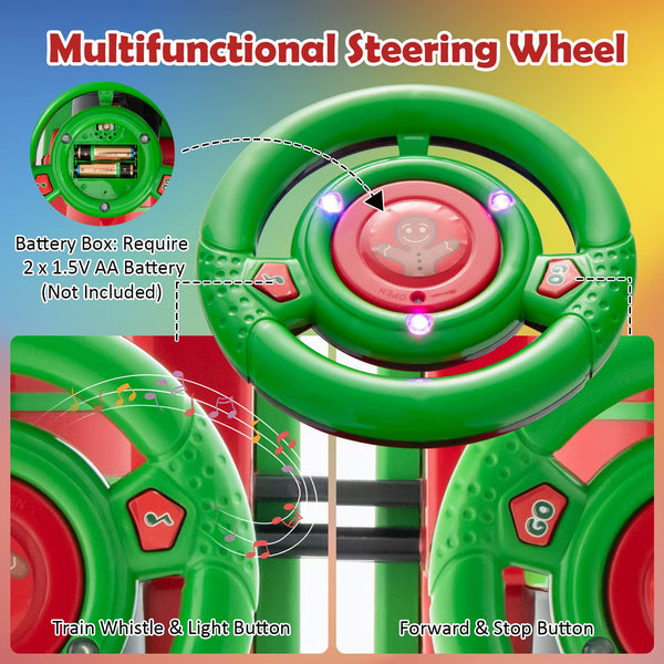 Maxmass Ride On Train and Track, 6V Battery Powered Electric Car with Storage Seat, Music & Lights, Kids Ride On Toy for 18+ Months (Black)