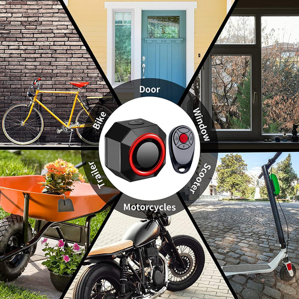 2 X Anti-Theft Bike Alarm with Remote, Waterproof Bicycle Vibration Alarm with Tail Light Brake Light for e-Bike Motorbike Electric Tricycle Scooter Motorcycle, Super Loud 110dB, 7 Level Sensitivity