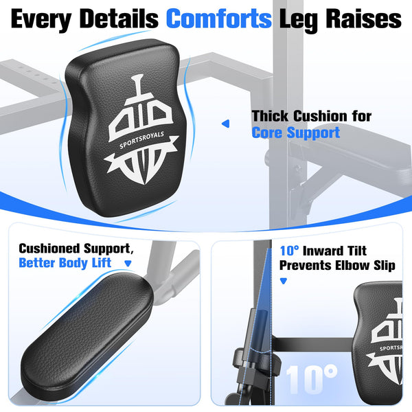 Sportsroyals Power Tower Pull Up Bar Station, 450LBS Stable Pull Up Dip Station for Home Gym Strength Training Equipment