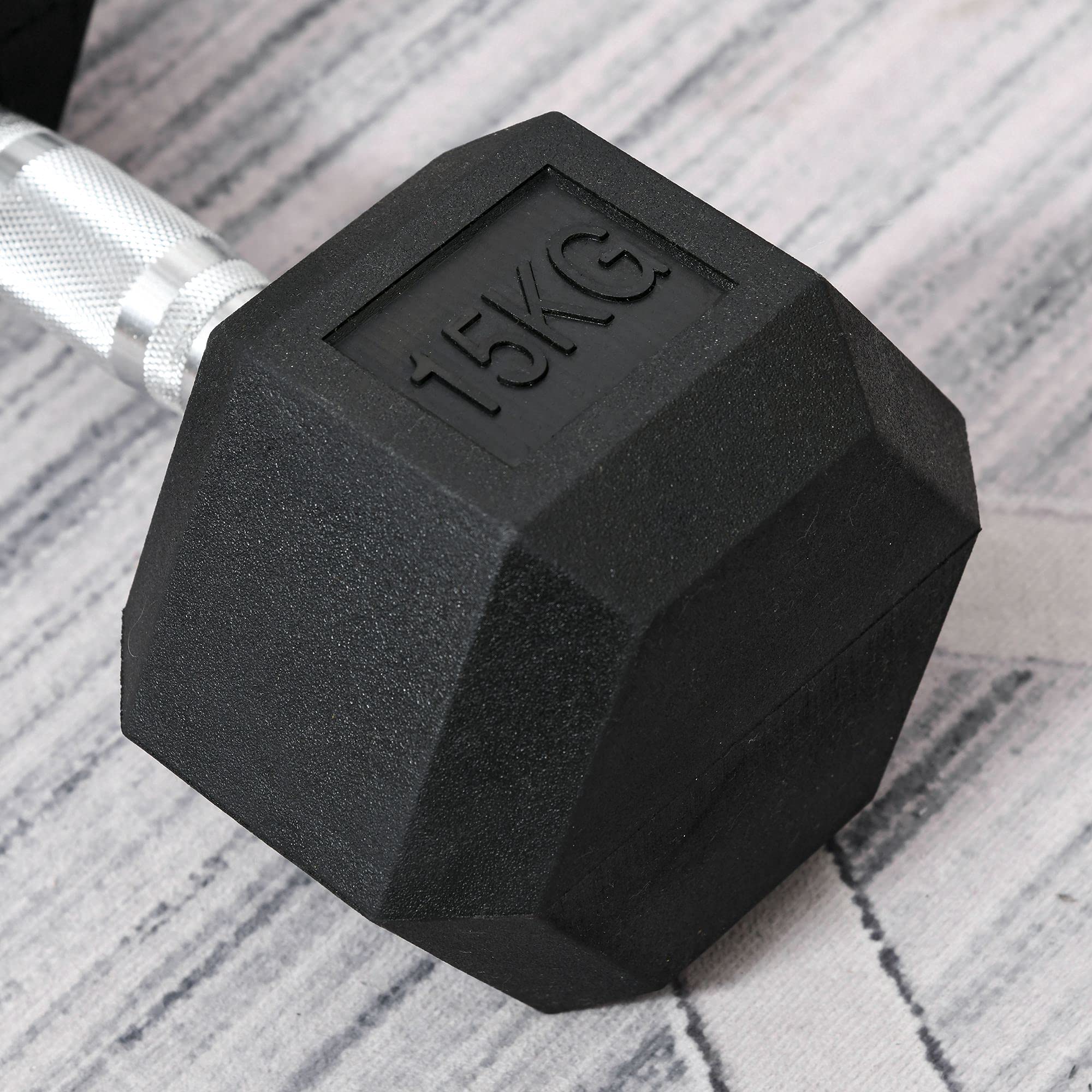 HOMCOM 12.5KG/15KG/17.5KG/20KG Single Rubber Hex Dumbbell Portable Hand Weights Dumbbell for Home Gym Workout Fitness