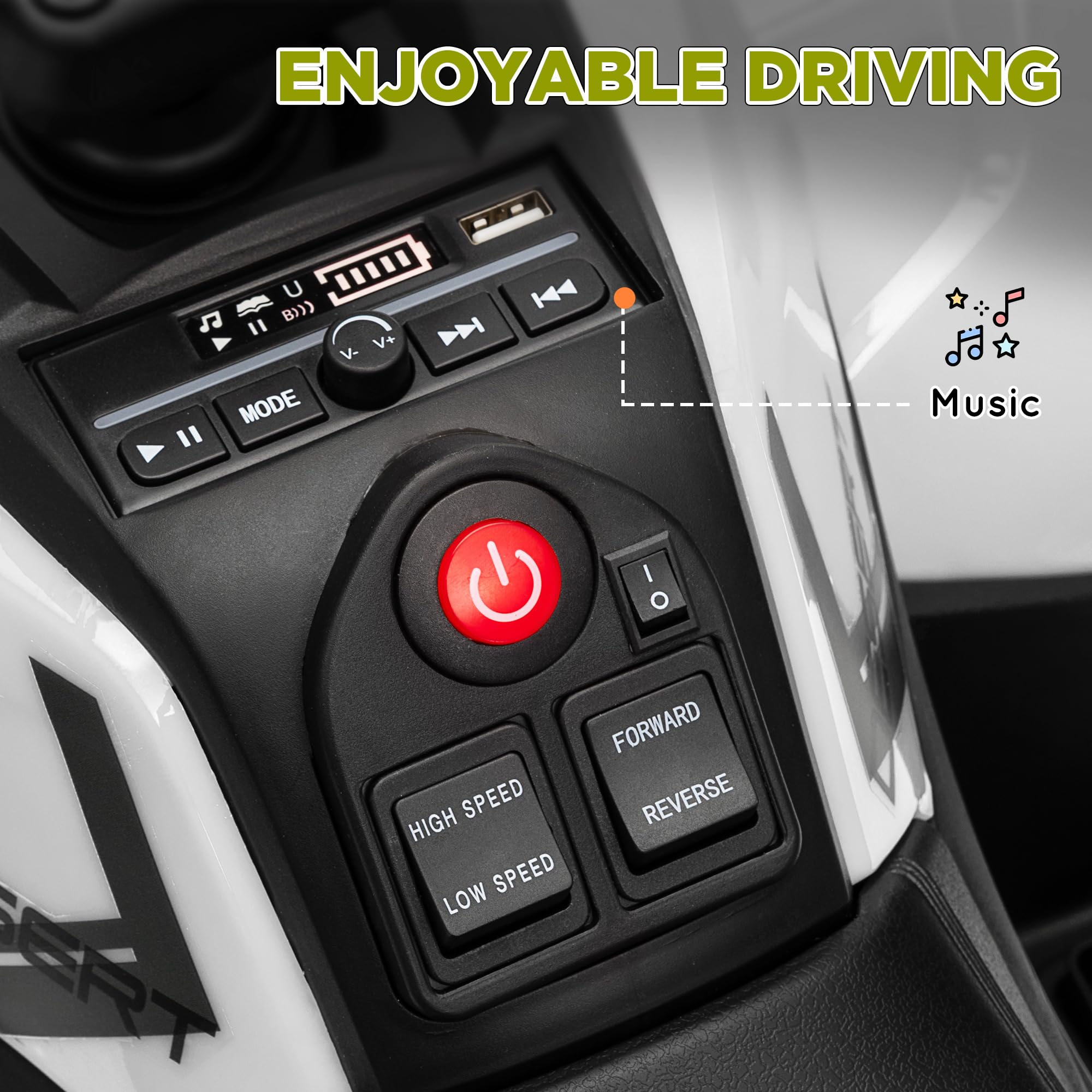 AIYAPLAY 12V Kids Electric Ride on ATV, Battery Powered Quad Bike with 4 Suspension Wheels, Forward Reverse Function, Headlights, Music, Storage Basket, for Ages 3-5 Years, Yellow